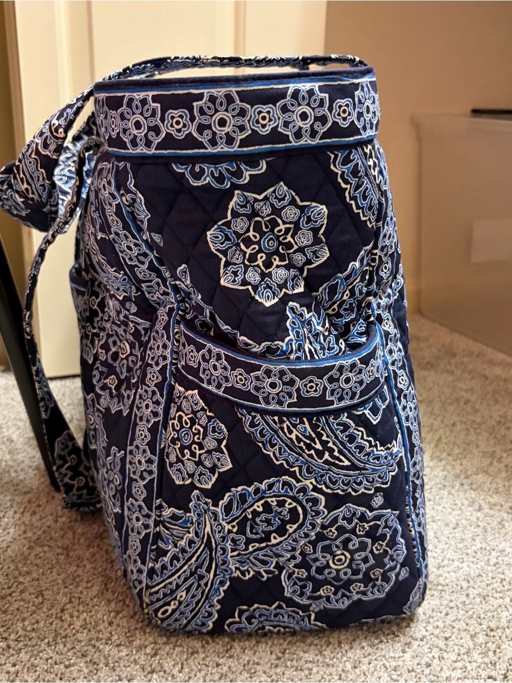 Vera Bradley Quilted Paisley Navy Travel Tote - Picture 3 of 14